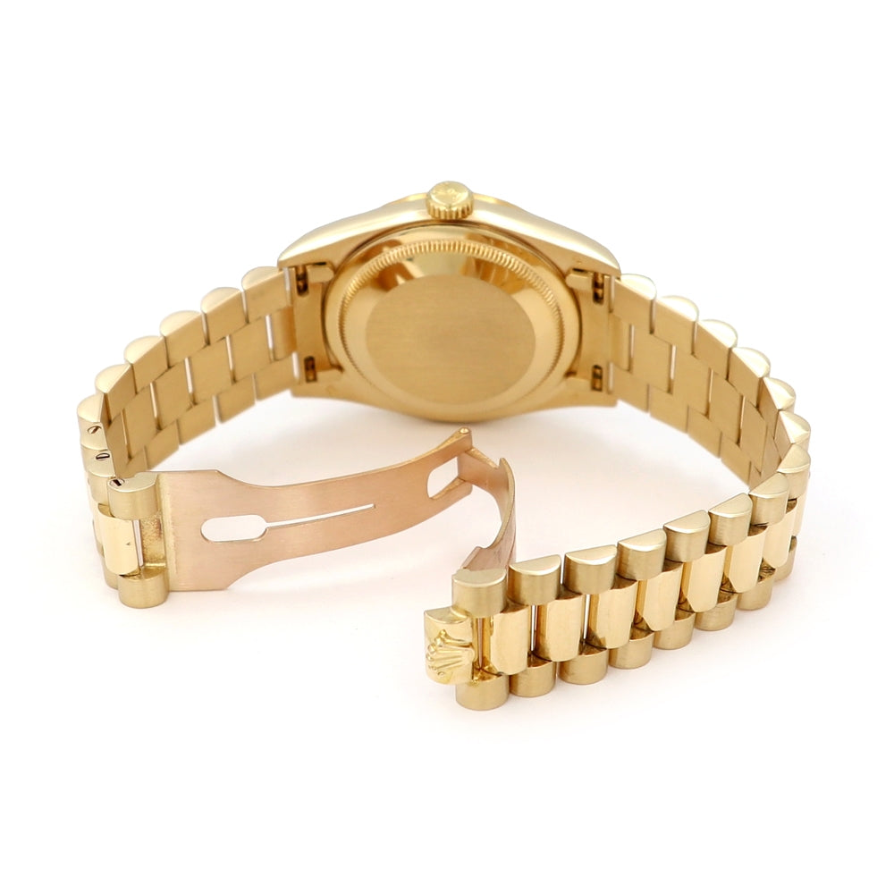 36mm 18k Yellow Gold Daydate Watch, 8+2R Diamond Dial