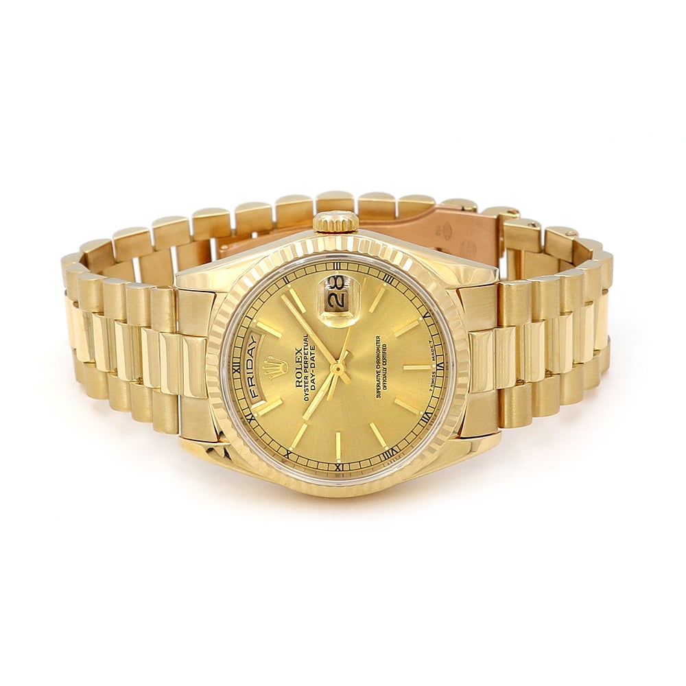 36mm Rolex  Day-Date Champagne Dial Watch