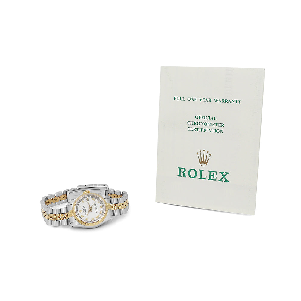 26mm Rolex Lady's Datejust Watch White Roman Numeral Dial 69173