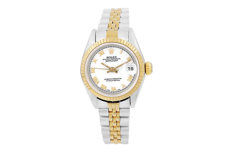 26mm Rolex Lady's Datejust Watch White Roman Numeral Dial 69173