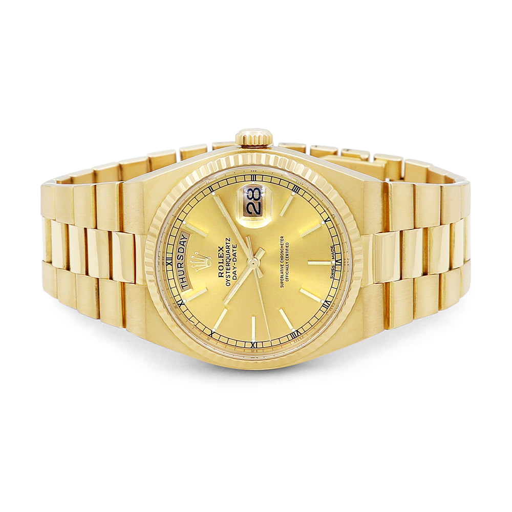 36mm Rolex Oyster-Quartz Daydate Vintage Watch Integral Band 19018