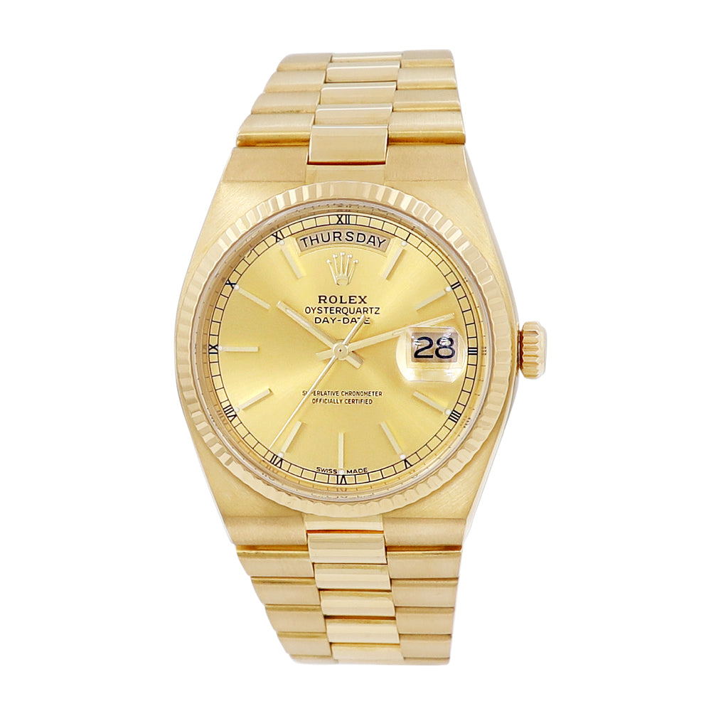 36mm Rolex Oyster-Quartz Daydate Vintage Watch Integral Band 19018