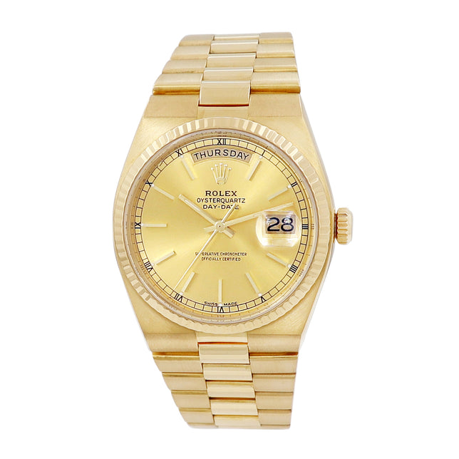 36mm Rolex Oyster-Quartz Daydate Vintage Watch Integral Band 19018