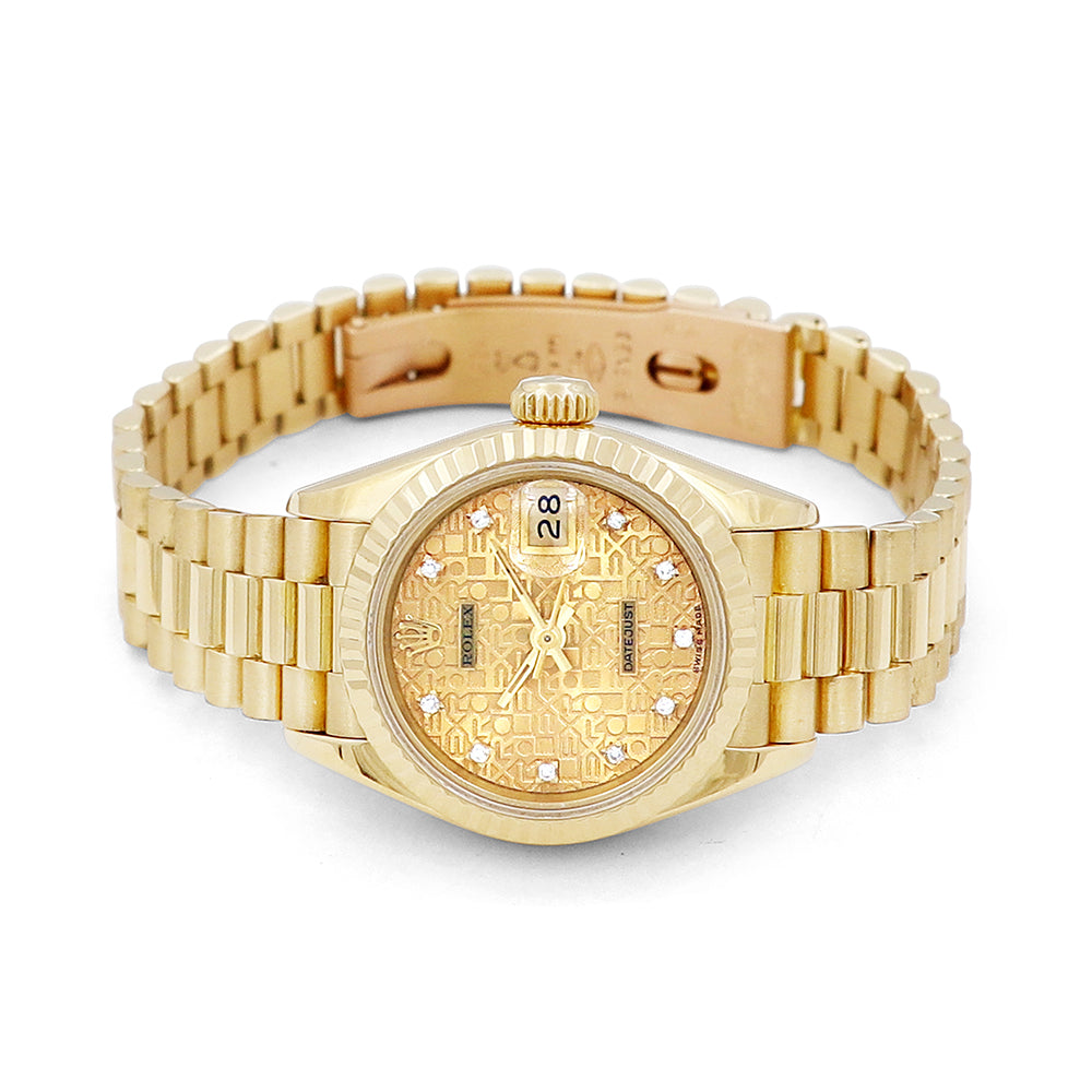 Lady's Datejust Watch Champagne Jubilee 10R Diamond Dial 69178 w/ Card