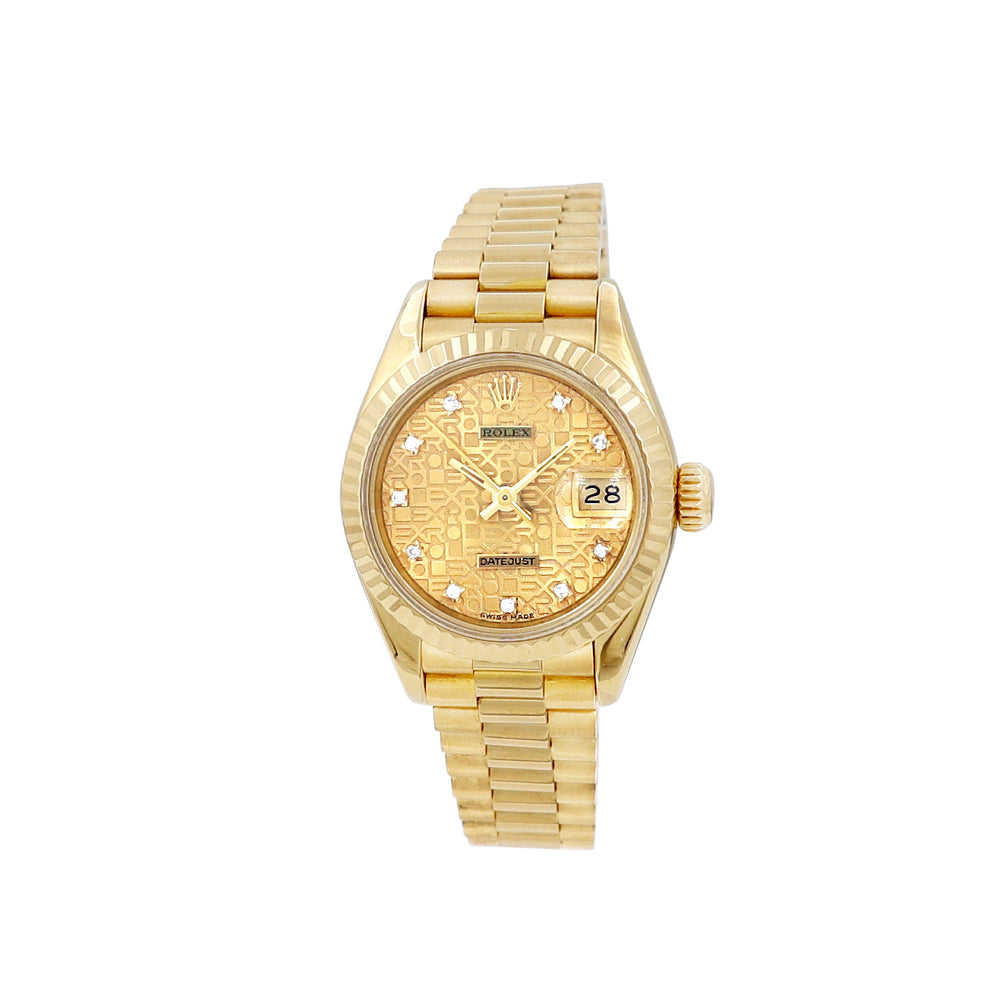 Lady's Datejust Watch Champagne Jubilee 10R Diamond Dial 69178 w/ Card