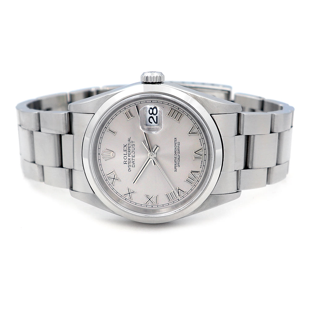 36mm Men's Datejust Watch Grey Mettalic Roman Numeral Dial 16200