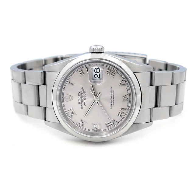 36mm Men's Datejust Watch Grey Mettalic Roman Numeral Dial 16200
