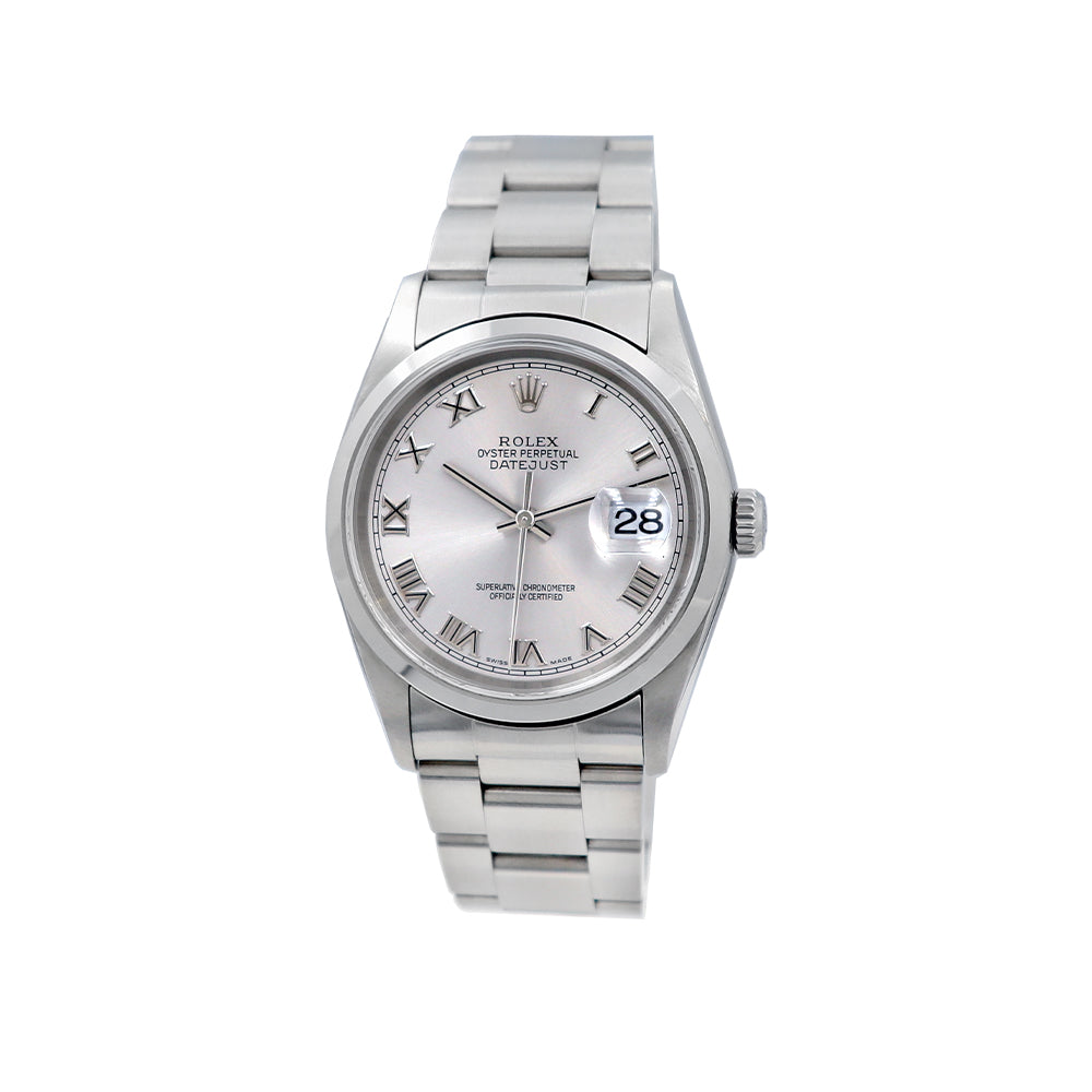 36mm Men's Datejust Watch Grey Mettalic Roman Numeral Dial 16200