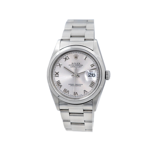 36mm Men's Datejust Watch Grey Mettalic Roman Numeral Dial 16200