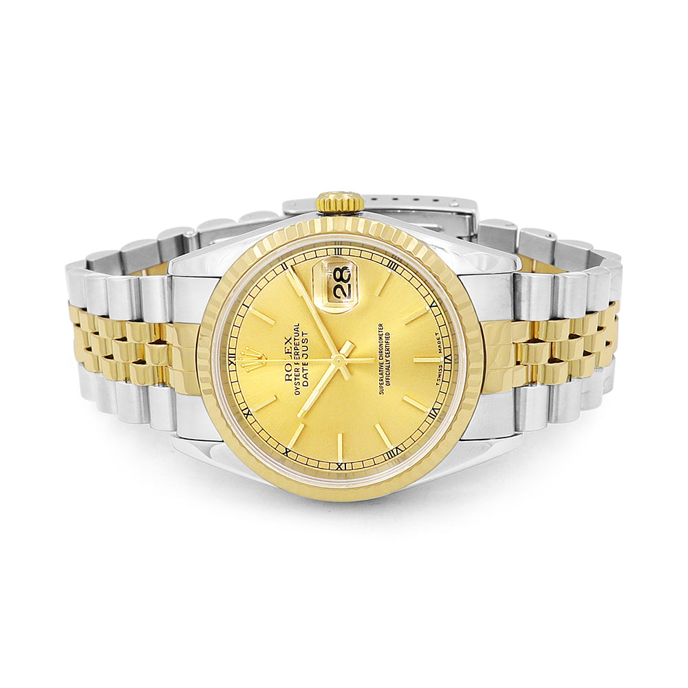 36mm Rolex Datejust Watch Champagne Dial 16233