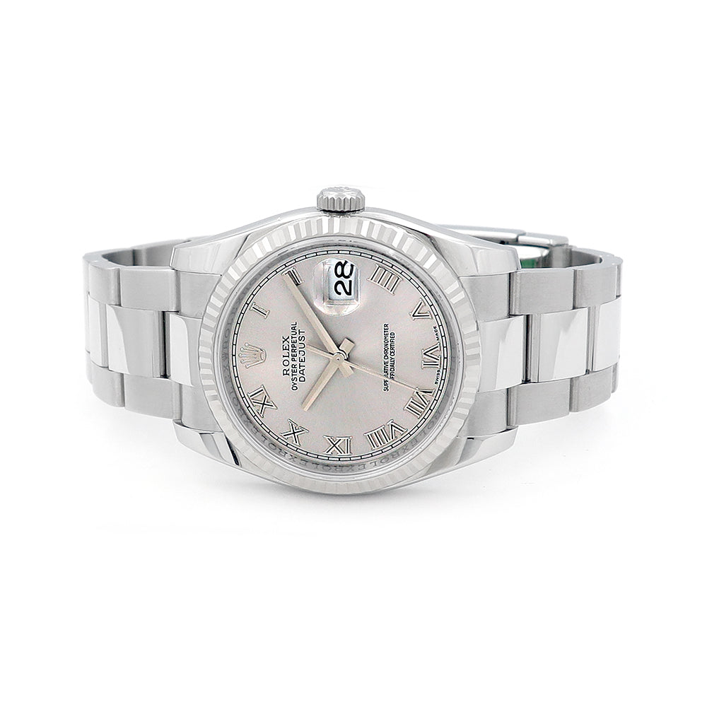 36mm Rolex Datejust Watch Grey Metallic Dial 116234