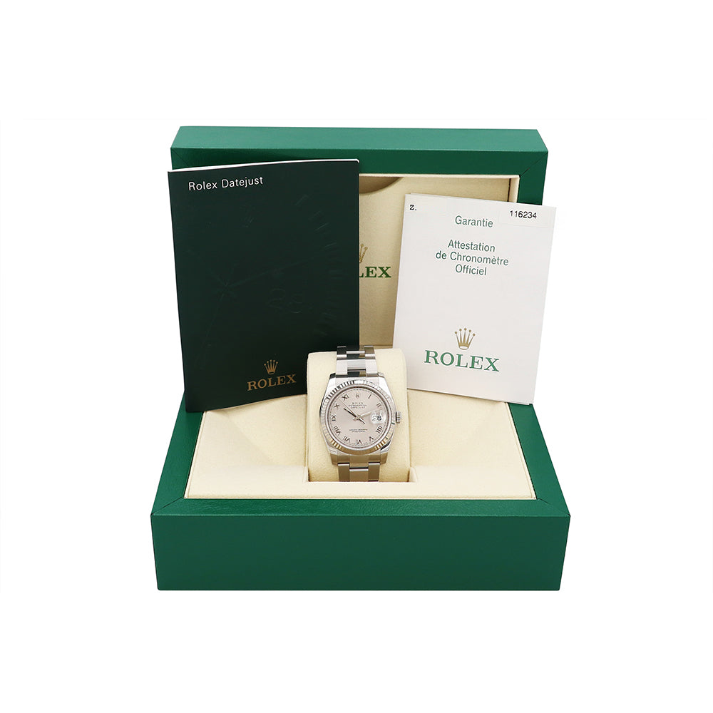 36mm Rolex Datejust Watch Grey Metallic Dial 116234