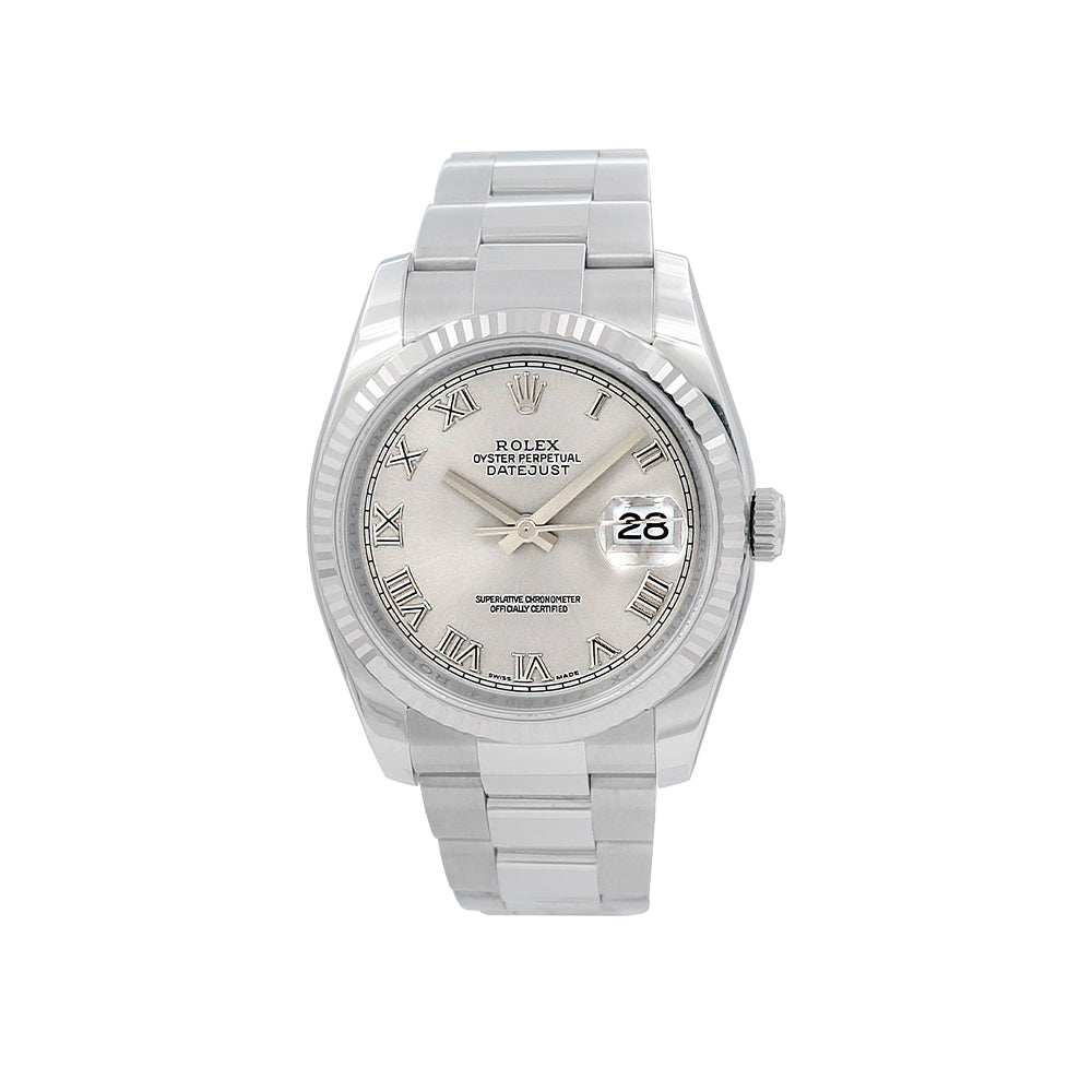 36mm Rolex Datejust Watch Grey Metallic Dial 116234