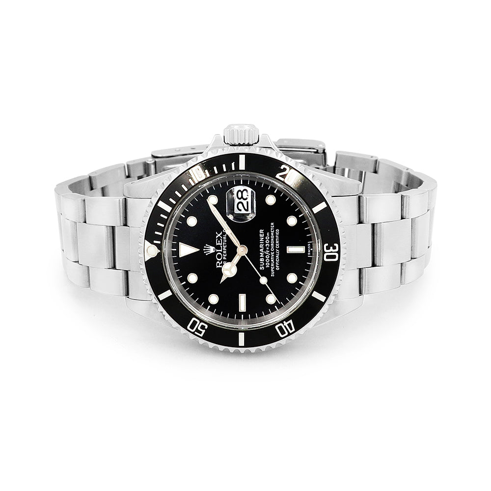 40mm Black Submariner Watch 16610 w/ Original Paper