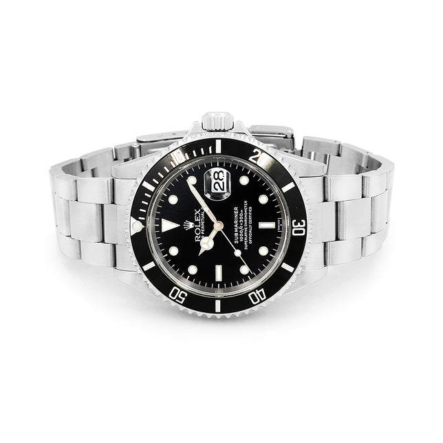 40mm Black Submariner Watch 16610 w/ Original Paper