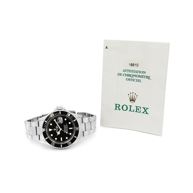 40mm Black Submariner Watch 16610 w/ Original Paper