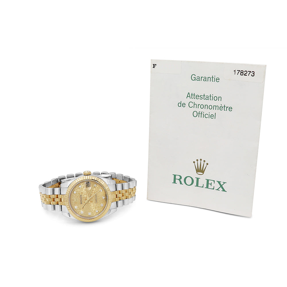 31mm Rolex Datejust Champagne Jubilee 10R Dial Watch 178273