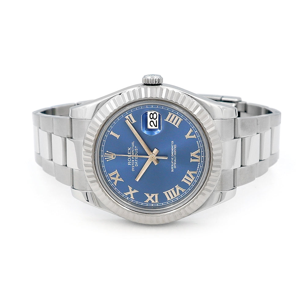 Datejust 41 Blue Roman Numeral Dial Watch 116334