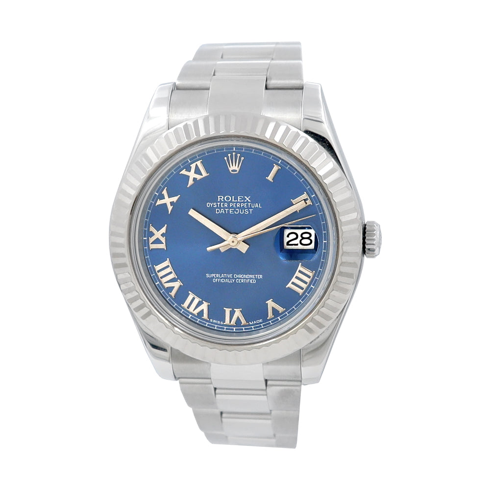 Datejust 41 Blue Roman Numeral Dial Watch 116334