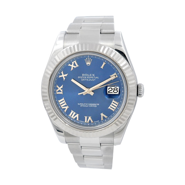 Datejust 41 Blue Roman Numeral Dial Watch 116334