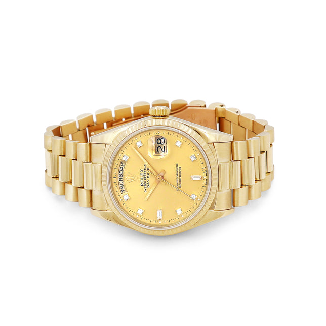 36mm Rolex 18k Yellow Gold Day-Date Watch