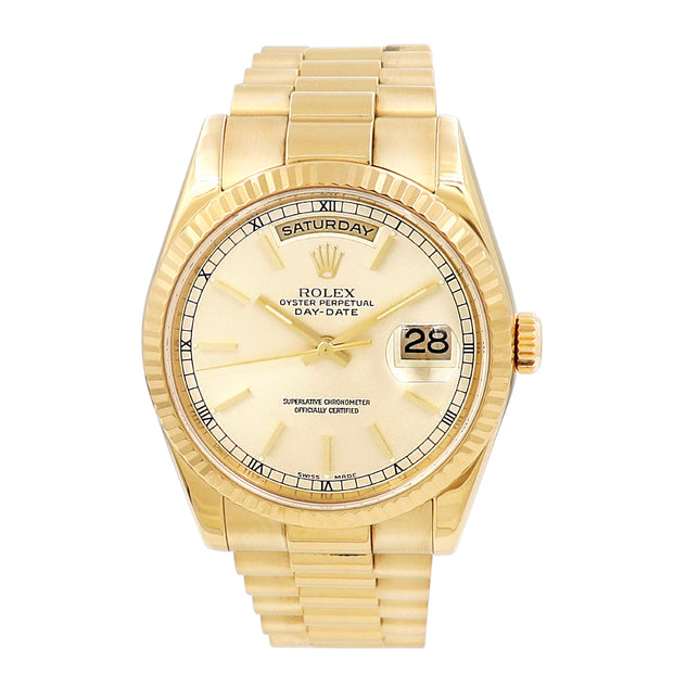 36mm Rolex 18k Yellow Gold Day-Date 118238