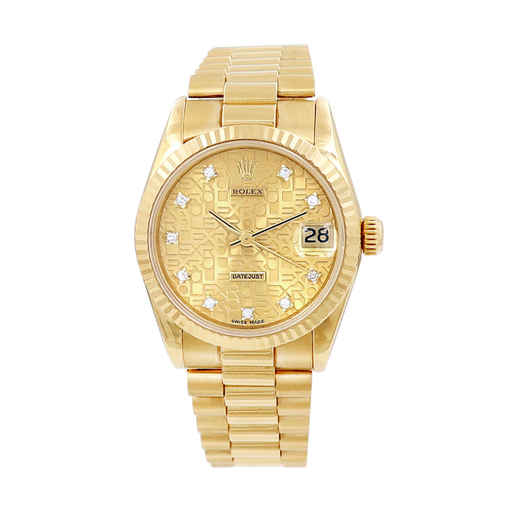 31mm Rolex 18k Yellow Gold Datejust Watch
