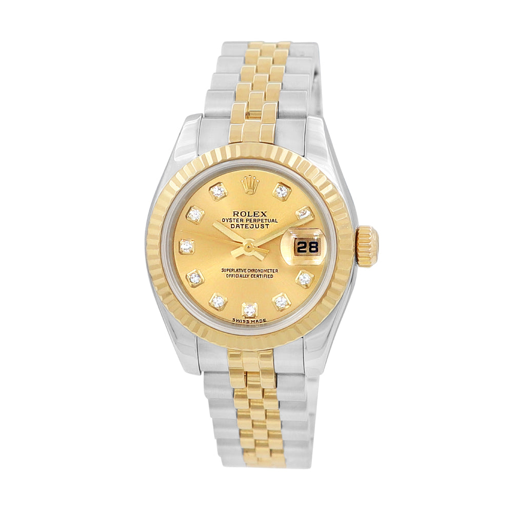 26mm Rolex 18k Yellow Gold and Stainless Steel Datejust Watch