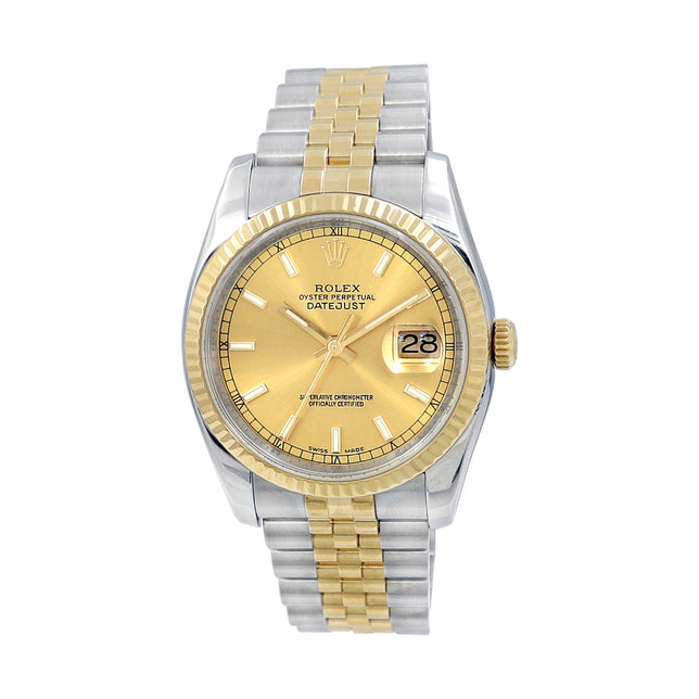 Rolex 36mm 18k Yellow Gold & Steel Datejust 116233 Champagne Dial
