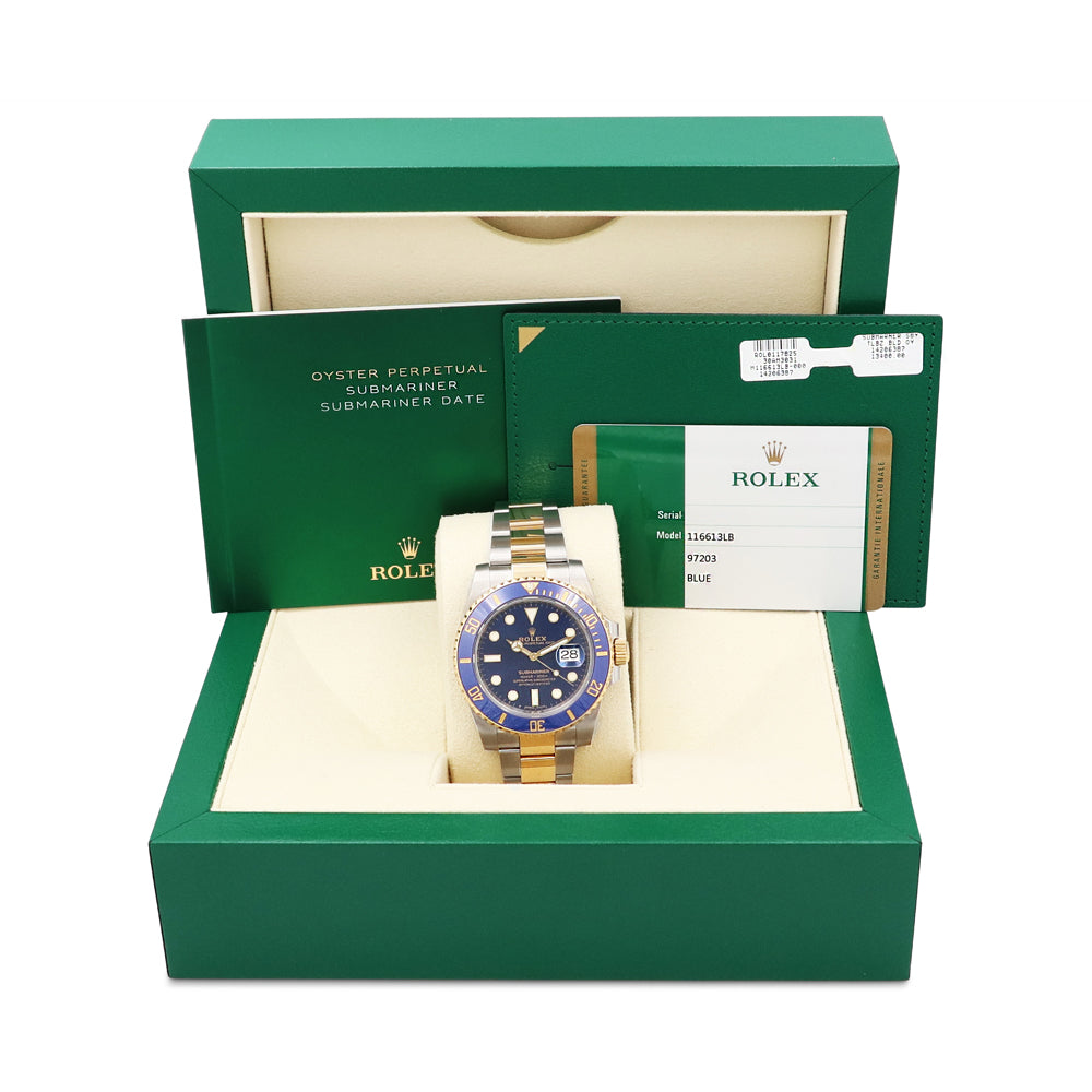 Rolex 40mm 18k Gold/Steel Submariner 116613LB Blue Dial