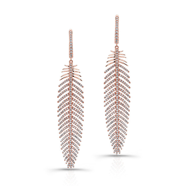 ROSE GOLD FASHION DANGLE DIAMOND EARRINGS