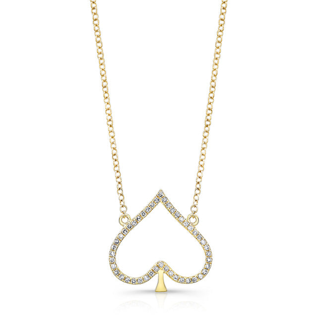 YELLOW GOLD TRENDY SPADE DIAMOND PENDANT