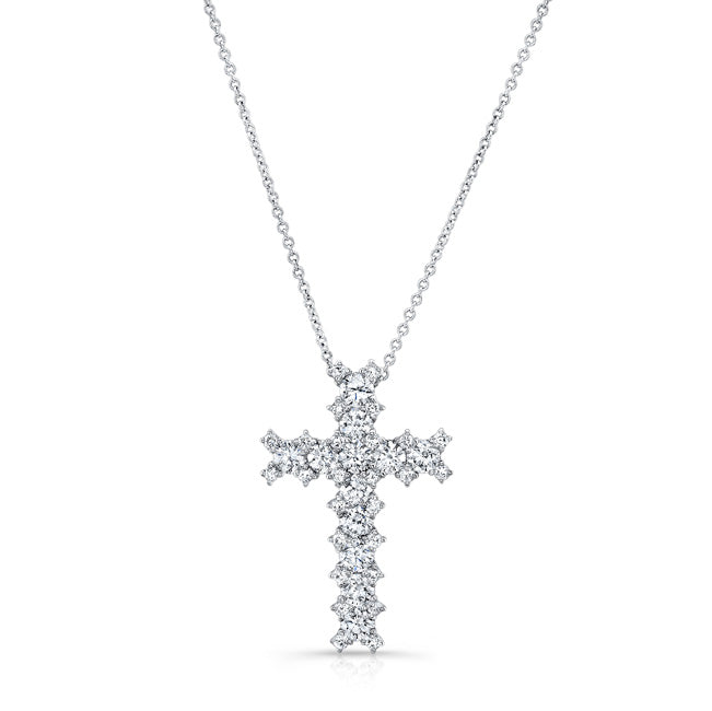 WHITE GOLD VINTAGE DIAMOND CROSS PENDANT