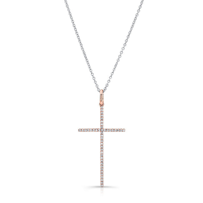 ROSE GOLD CLASSIC DIAMOND CROSS PENDANT