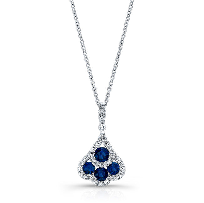 NATURAL COLOR WHITE GOLD FASHION SAPPHIRE DIAMOND PENDANT