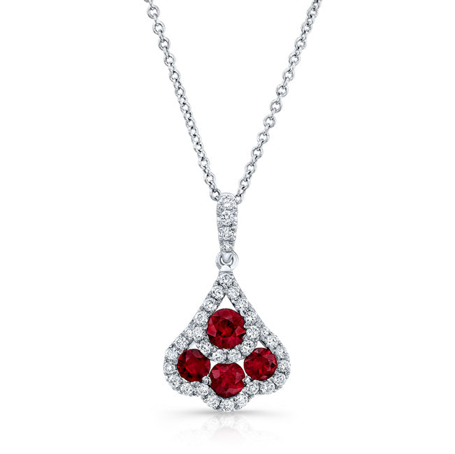 NATURAL COLOR WHITE GOLD CONTEMPORARY RUBY DIAMOND PENDANT
