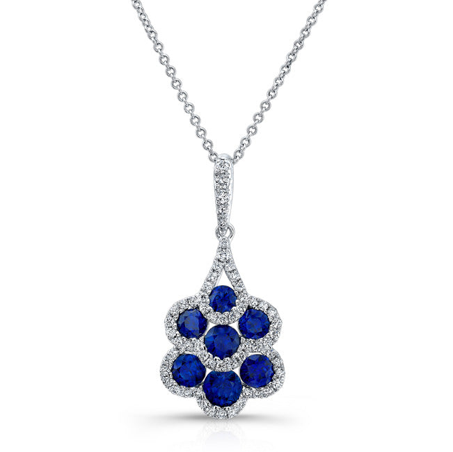 NATURAL COLOR WHITE GOLD CONTEMPORARY SAPPHIRE DIAMOND PENDANT