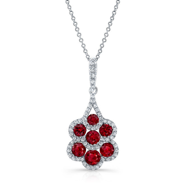 NATURAL COLOR WHITE GOLD CONTEMPORARY RUBY DIAMOND PENDANT