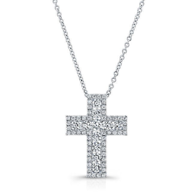 WHITE GOLD ELEGANT DIAMOND CROSS PENDANT