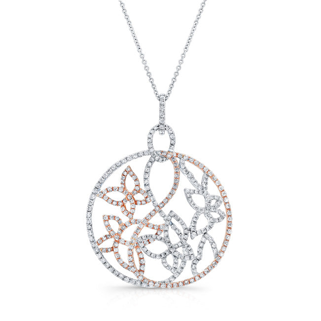 WHITE & ROSE GOLD CONTEMPORARY FLOWER DIAMOND PENDANT