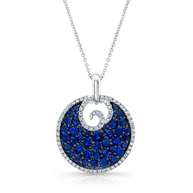 NATURAL COLOR WHITE GOLD CONTEMPORARY SAPPHIRE DIAMOND PENDANT