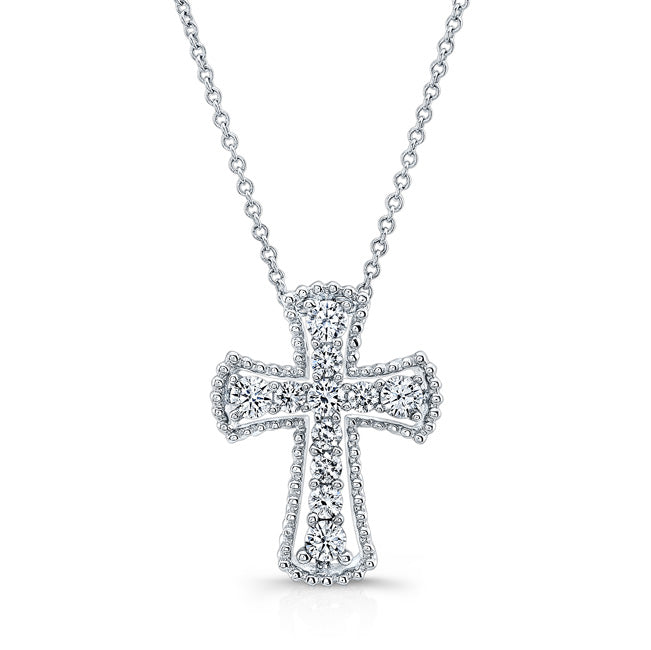 WHITE GOLD VINTAGE DIAMOND CROSS PENDANT