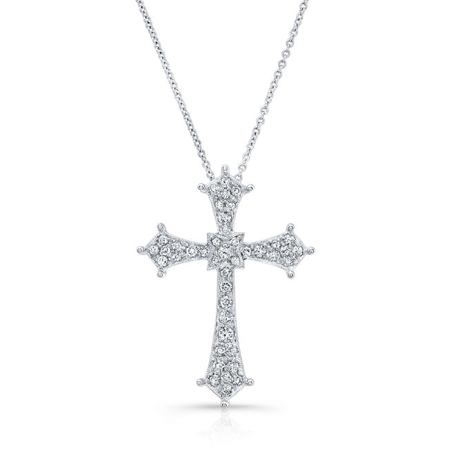 WHITE GOLD VINTAGE DIAMOND CROSS PENDANT