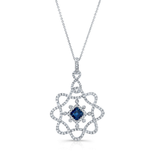 NATURAL COLOR WHITE GOLD CONTEMPORARY SAPPHIRE DIAMOND PENDANT