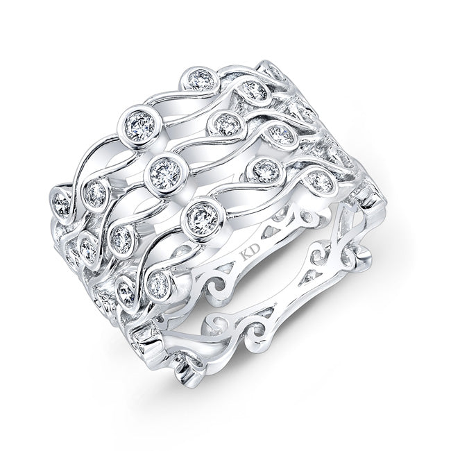 WHITE GOLD  SWIRLED FASHION DIAMOND TRIO BAND