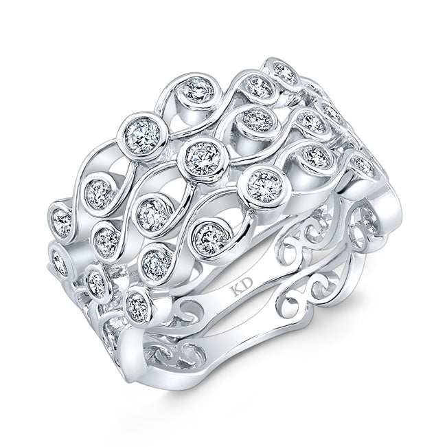 WHITE GOLD  SWIRLED FASHION DIAMOND TRIO BAND