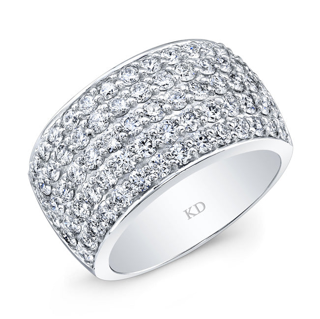 WHITE GOLD INSPIRED TRENDY MULTI ROWS DIAMOND BAND