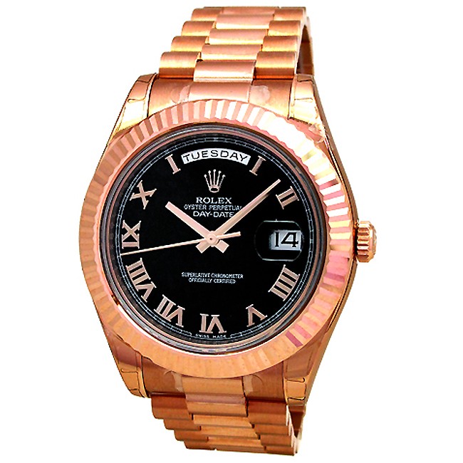 41mm Rolex 18k Rose Gold Daydate II 218235. DAY DATE II ROLEX